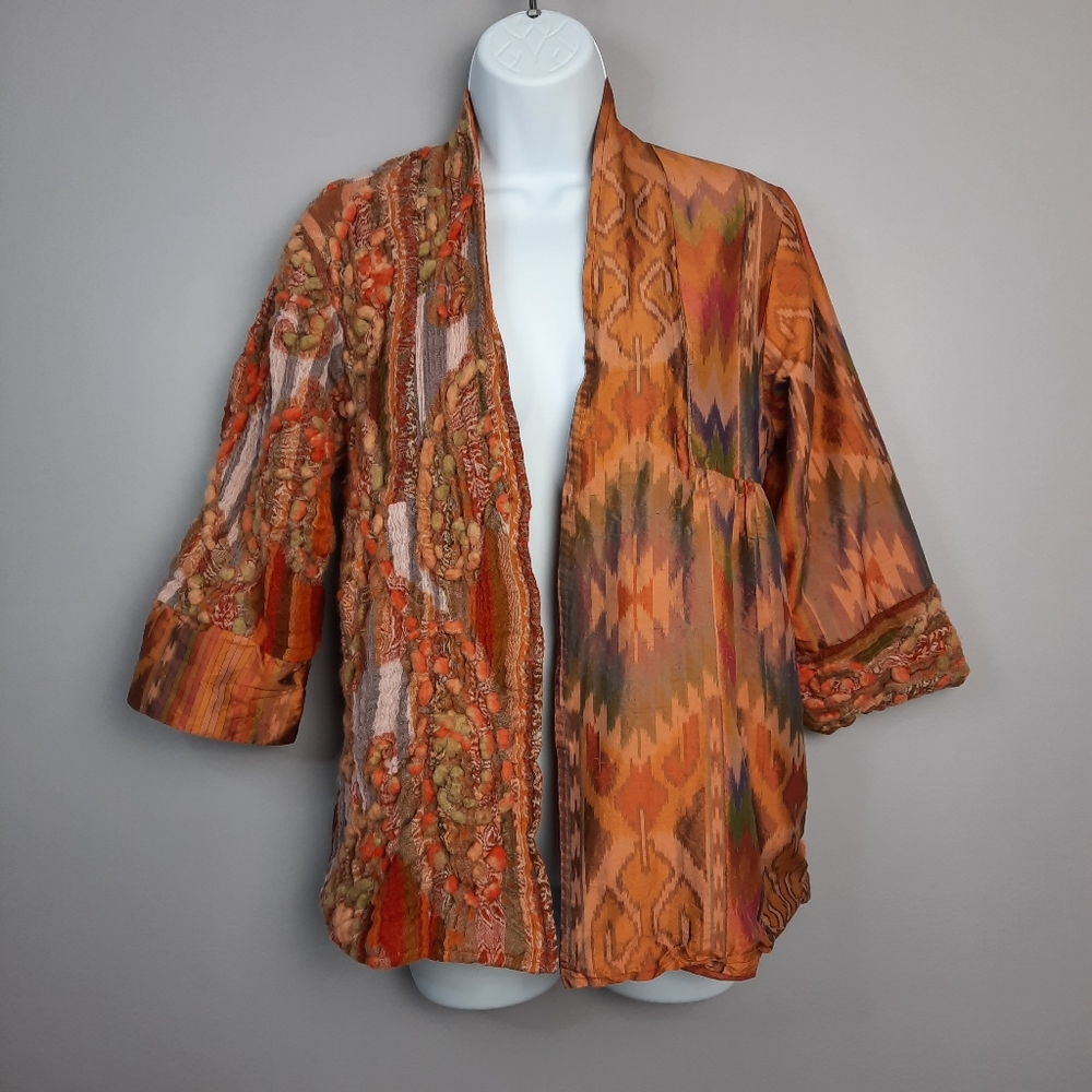 Anu Vintage Wool and Silk Artsy Hippie Boho Open Front Jacket size Small